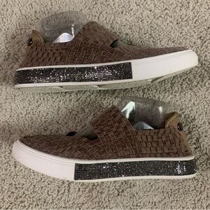 Women's BERNIE MEV Taupe Brown SPARK Sydney CHENILLE Mary Jane SNEAKERS Shoes 38